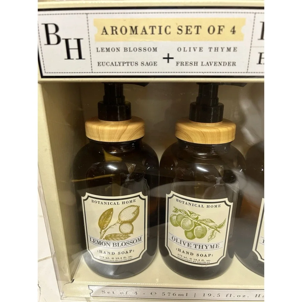 Botanical Home: Hand Soap Collection, Aromatic Set of 4, 19.5 fl oz each, Glass